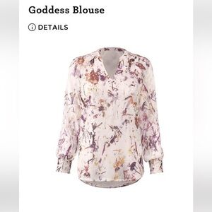 Cabi 3694 Goddess Blouse V-Neck Medium white splatter Abstract